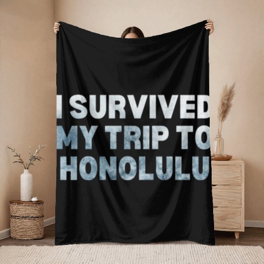 My Trip Traveler Vacation Honolulu Throw Blankets