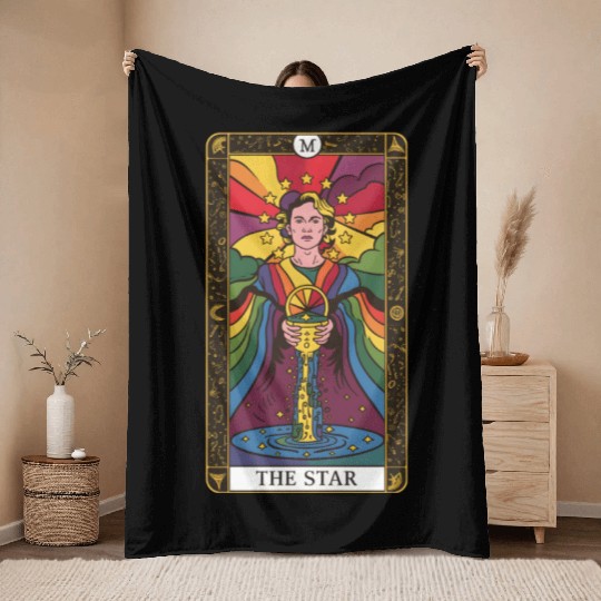 Gay Pride The Star Tarot Card, LGBTQ Tarot Card Throw Blankets