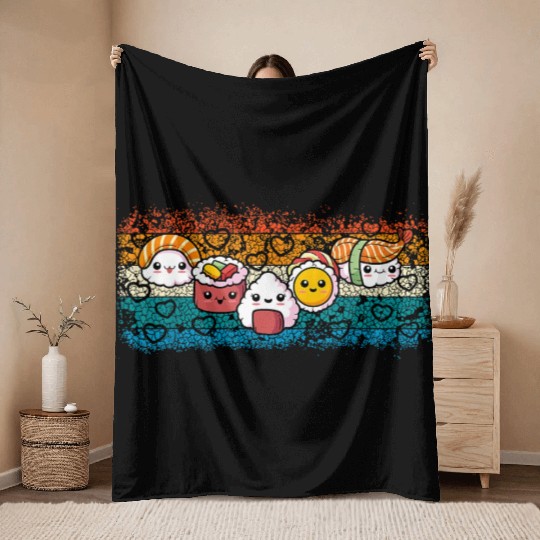 Japanese Food Lover Sushi Couple For Men Women R Throw Blankets