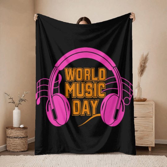 World music day Throw Blankets design
