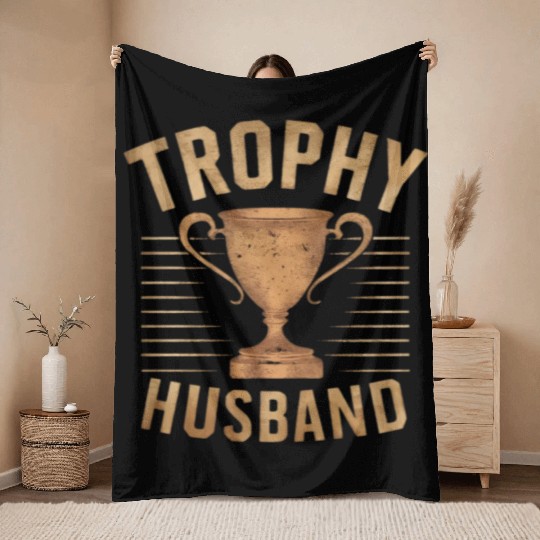 Trophy Husband Throw Blankets
