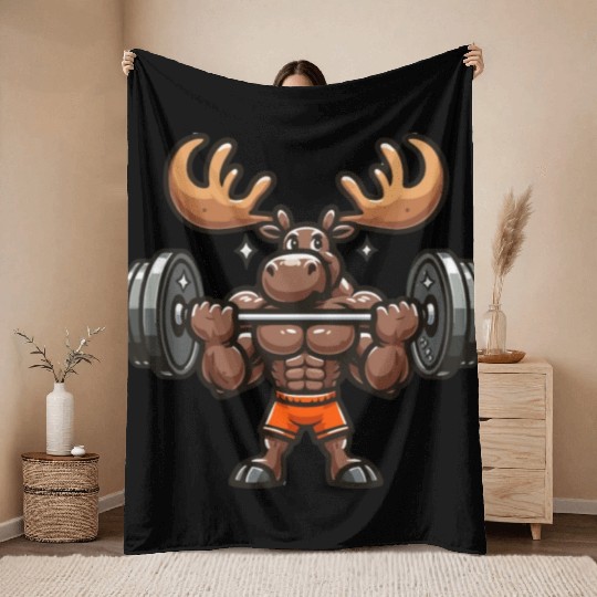 funny moose quote Weightlifting Gym cool for Gym Throw Blankets