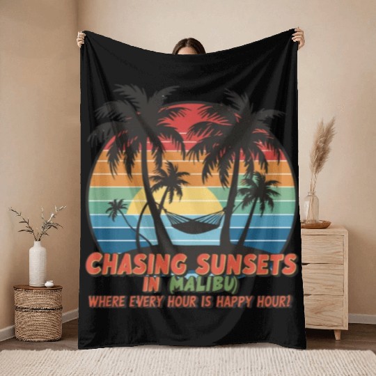 Chasing Sunsets in Malibu Throw Blankets