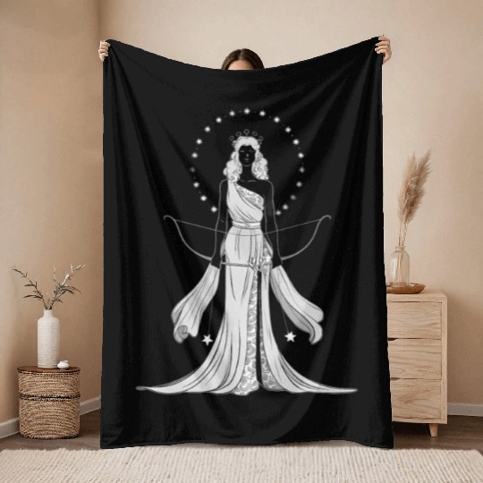 Greek moon goddess Artemis Throw Blankets