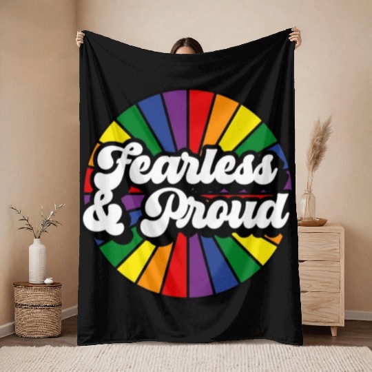 Fearless Proud Pride Rainbow Throw Blankets