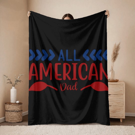 All American Dad Throw Blankets