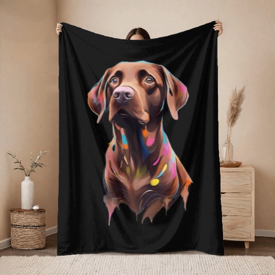 "Beau" Chocolate Labrador Retriever, Dog, Puppy Throw Blankets