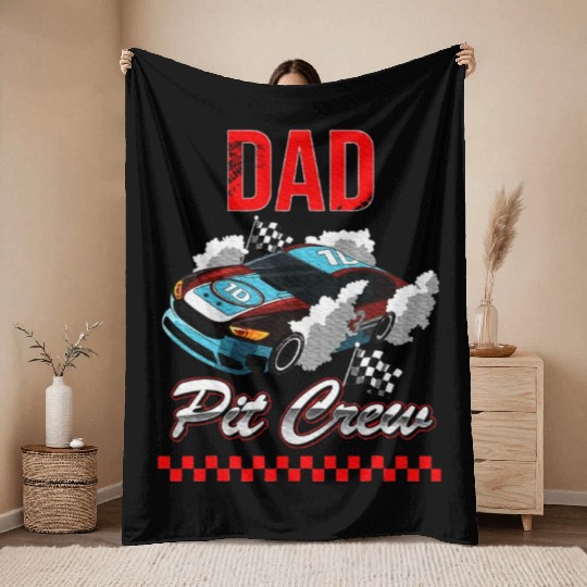 Race Car Birthday Party Racing Family Dad Pit Crew Throw Blankets