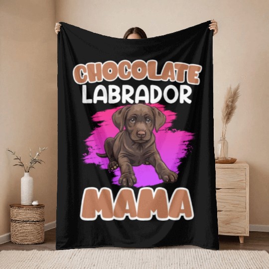 Labrador Retriever CHOCOLATE LAB MOM Labrador Throw Blankets