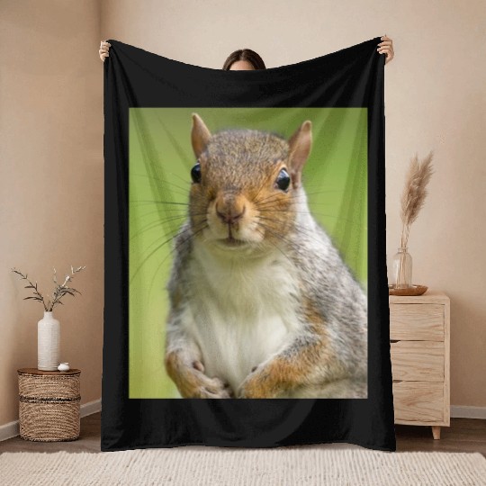 Squirrel Photo Chipmunk Animal Lover Wildlife Pun Throw Blankets