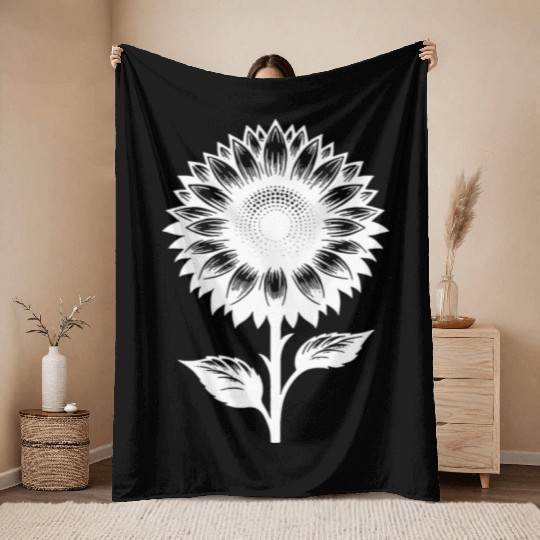 Garden Plant Flowering Sunflower Throw Blankets