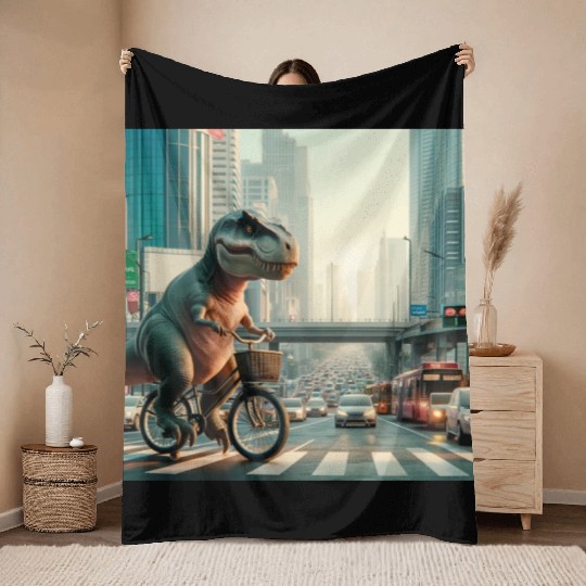 Urban Dino Ride Throw Blankets