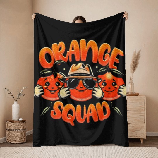 Orange Citrus Fruit Lover Orange Squad Meme Throw Blankets
