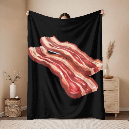 Delicious Bacon Strips Illustration Throw Blankets