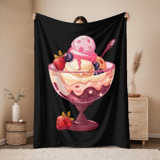 Ice Cream Dessert Throw Blankets