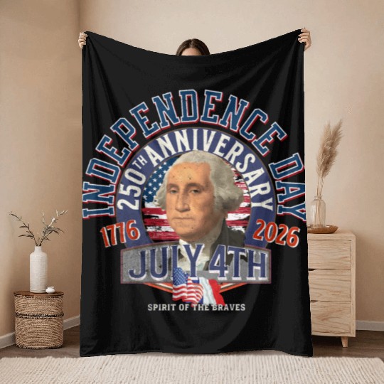 Independence Day 250th Patriot Portrait Throw Blankets