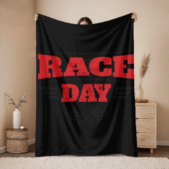 Race Day Car Racing Checkered Flag Throw Blankets