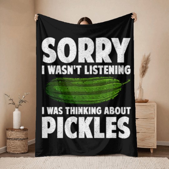 Pickle Design Cucumber Dill Pickle Lover Throw Blankets