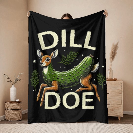 Raunchy Vulgar Naughty Gag Dill Pickle Deer Doe Throw Blankets