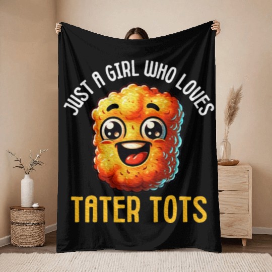 Tater Tot Lover Food Jokes Potato Nugget Foodie Throw Blankets