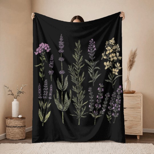 Spring Flower Girl Floral Lavender Flowers Summer Throw Blankets