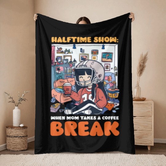 Football Mom Halftime Show: Mom Takes Coffee Break Throw Blankets
