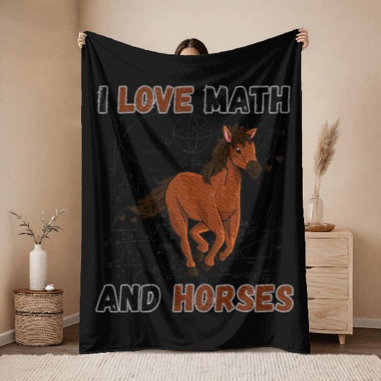 I Love Math And Horses Horse Math Lover Throw Blankets