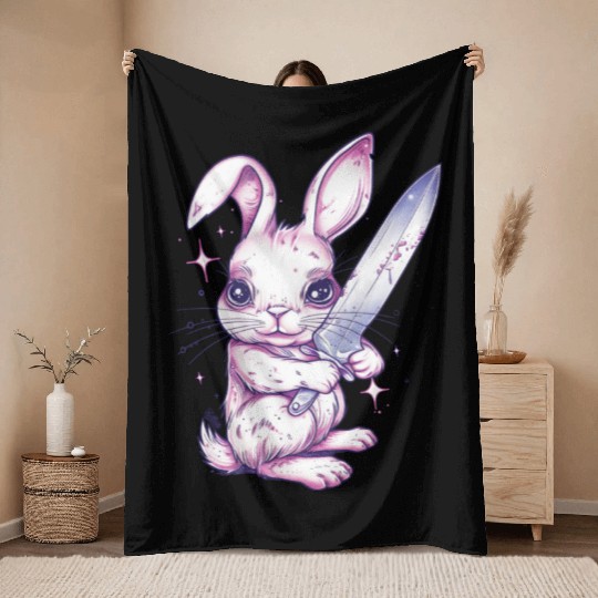 Blade Bunny Throw Blankets