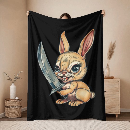 Blade Bunny Throw Blankets