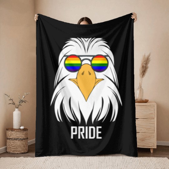 LGBTQ BALD EAGLE PRIDE DESIGN Throw Blankets