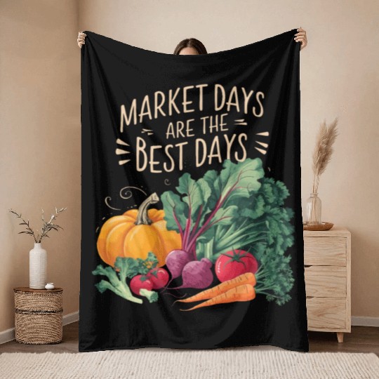 Farmers Market Farmer Agriculture Farming Food Throw Blankets