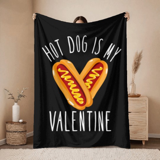 Hot Dog Adult Heart Valentines Day Throw Blankets