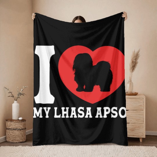 Puppy Dog Lover Pet I Love My Lhasa Apso Throw Blankets