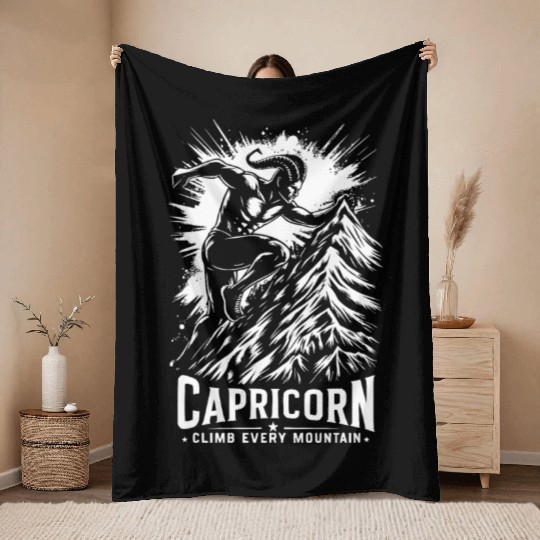 Capricorn Climb every mountain Throw Blankets