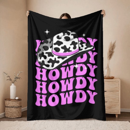 Western Country Texas Cowboy Hat Throw Blankets