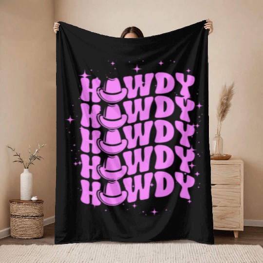 Western Country Texas Cowboy Hat Throw Blankets