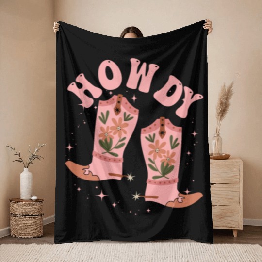 Western Country Texas Cowboy Hat Throw Blankets