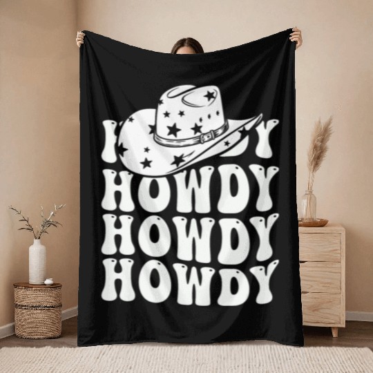 Western Country Texas Cowboy Hat Throw Blankets