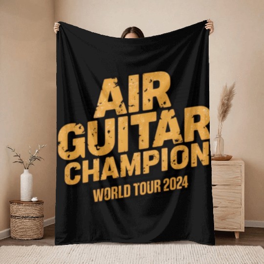 AIR GUITAR CHAMPION WORLD TOUR 2024 Throw Blankets