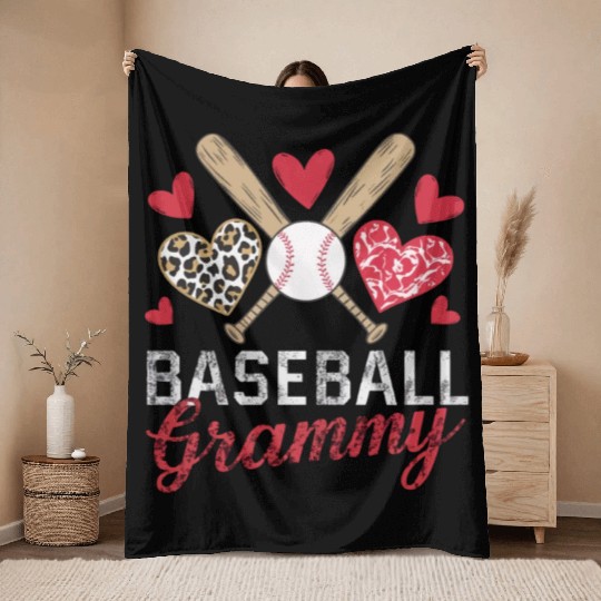 Baseball Grandma Grandmother Grandparents Day Throw Blankets