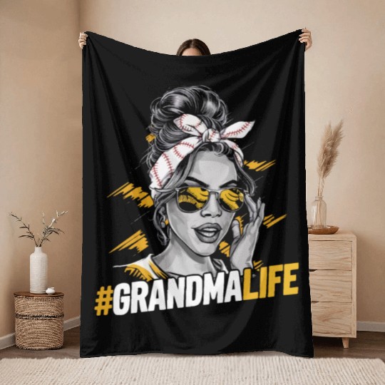 Baseball Grandma Grandmother Grandparents Day Throw Blankets