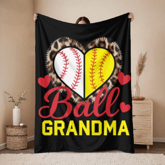 Baseball Grandma Grandmother Grandparents Day Throw Blankets