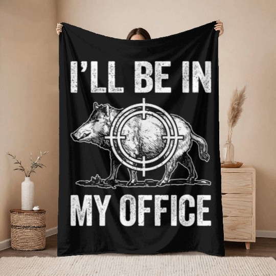 Boar Hunting Funny Wild Hog Hunter Throw Blankets