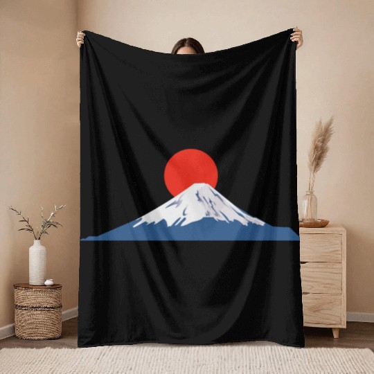 Japanese dawn on Mount Fuji Throw Blankets