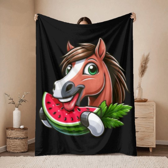 Horses Horse Lover Farmer Melon Summer Throw Blankets