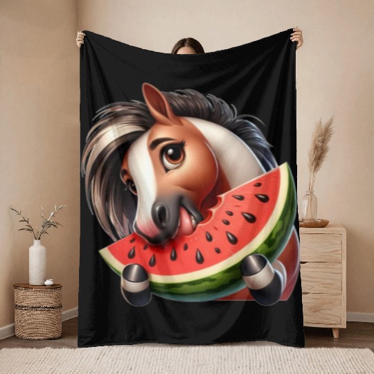 Horses Horse Lover Farmer Melon Summer Throw Blankets