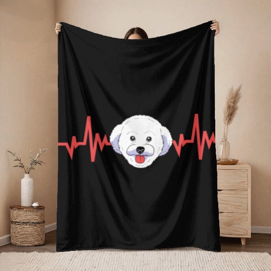 Dog Face Dog Heartbeat Bichon Frise Lovers Throw Blankets