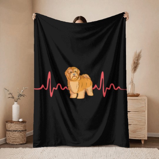 Dog Heartbeat Puppy Havanese Dog Lovers Throw Blankets