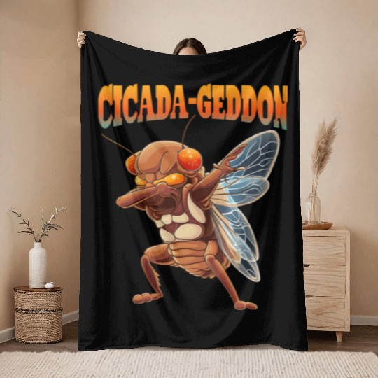 Funny Dabbing Cicada 2024 Dab Throw Blankets