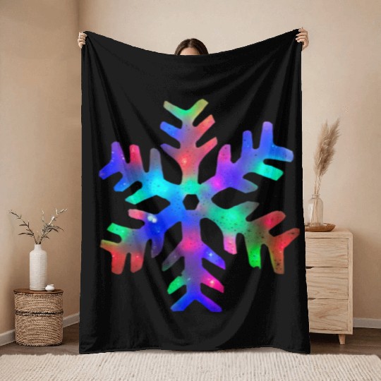 Colorful Rainbow Snowflake Throw Blankets